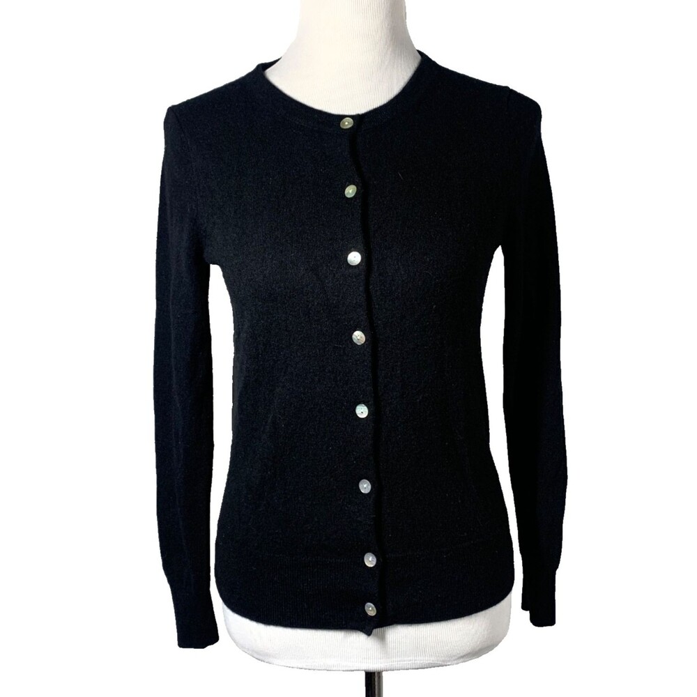 Quince Mongolian Cashmere Cardigan Sweater Black Button Front Womens XS Classic